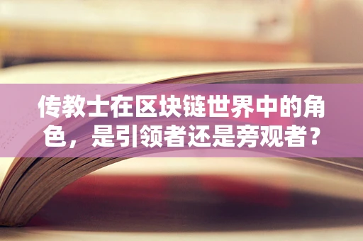 传教士在区块链世界中的角色，是引领者还是旁观者？