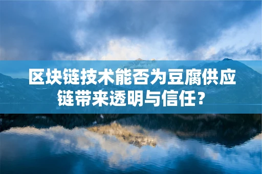 区块链技术能否为豆腐供应链带来透明与信任？