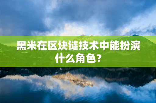 黑米在区块链技术中能扮演什么角色？