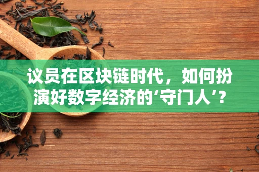 议员在区块链时代，如何扮演好数字经济的‘守门人’？